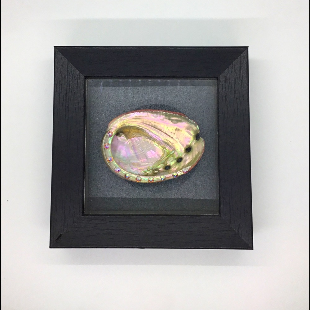 Framed Abalone Shell with Pink Swarovski Crystals